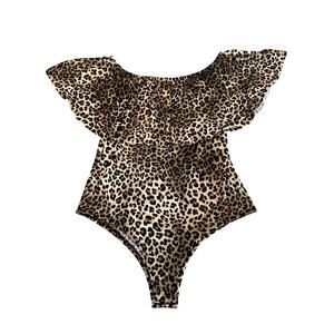 caCia Off-Shoulder Leopard Ruffle Bodysuit – XL